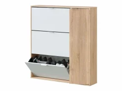 Outlet Pack Dormitorio Matrimonio y Roble Canadian: cama, armario, cabezal Blanco