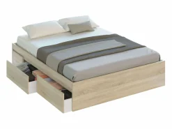 Outlet Pack Dormitorio Matrimonio y Roble Canadian: cama, armario, cabezal Blanco