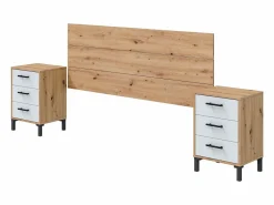 New Pack Dormitorio Matrimonio Lúmina Nórdico: Cabecero, Mesitas, Cómoda, Armario Blanco