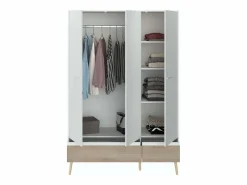 Online Pack Dormitorio Osaka Roble Japonés Cama 135-140x190 cm, 2 mesitas y Armario Dormitorio Completo