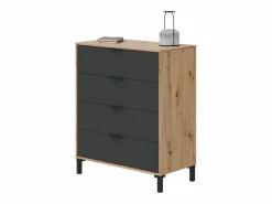 Pack dormitorio Roble Nodi y antracita 150 cm o 135 cm Dormitorio Completo