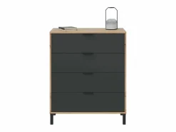 Pack dormitorio Roble Nodi y antracita 150 cm o 135 cm Dormitorio Completo