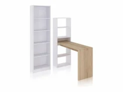 Discount Pack escritorio y estantería Cosmic Plus Blanco Artik (Blanco Mate) - Roble Canadian Consola Escritorio