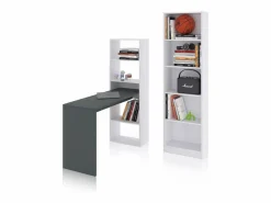 duehome Pack escritorio y estantería Cosmic Plus Blanco Artik (Blanco Mate) - Antracita Gris