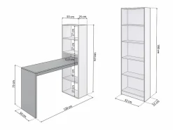 duehome Pack escritorio y estantería Cosmic Plus Blanco Artik (Blanco Mate) - Antracita Gris