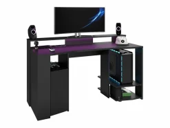 Discount Pack muebles gaming LED moderno (mesa gamer + 2 estanterías) Negro