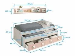 Hot Pack Muebles Juvenil (cama, estante, armario, mesa, estantería) Rosa Multicolor
