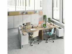 Outlet Pack Muebles Oficina: 4 Mesas, 4 Armarios, & Canadian Moderno Mesa De Ordenador