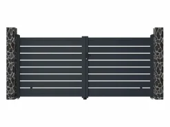 Best Pack portón calado motorizado antracita de aluminio Ancho 350 x Alt. 158 cm PRIMO Portón
