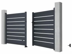 EXPERTLAND Pack portón calado motorizado antracita de aluminio Ancho 300 x Alt. 158 cm PRIMO