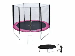 Happy Garden Pack Premium cama elástica 305cm reversible / rosa ADELAÏDE + red de seguridad + escalera + funda + kit de anclaje