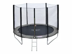 Happy Garden Pack Premium Trampolín 245cm reversible / rosa CANBERRA + red, escalera, funda y kit de anclaje Gris