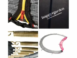 Happy Garden Pack Premium Trampolín 245cm reversible / rosa CANBERRA + red, escalera, funda y kit de anclaje Gris