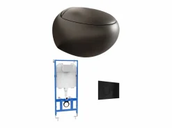 Outlet Pack WC flotante, cerámica mate con bastidor y placa de accionamiento HURO II Inodoro Suspendido