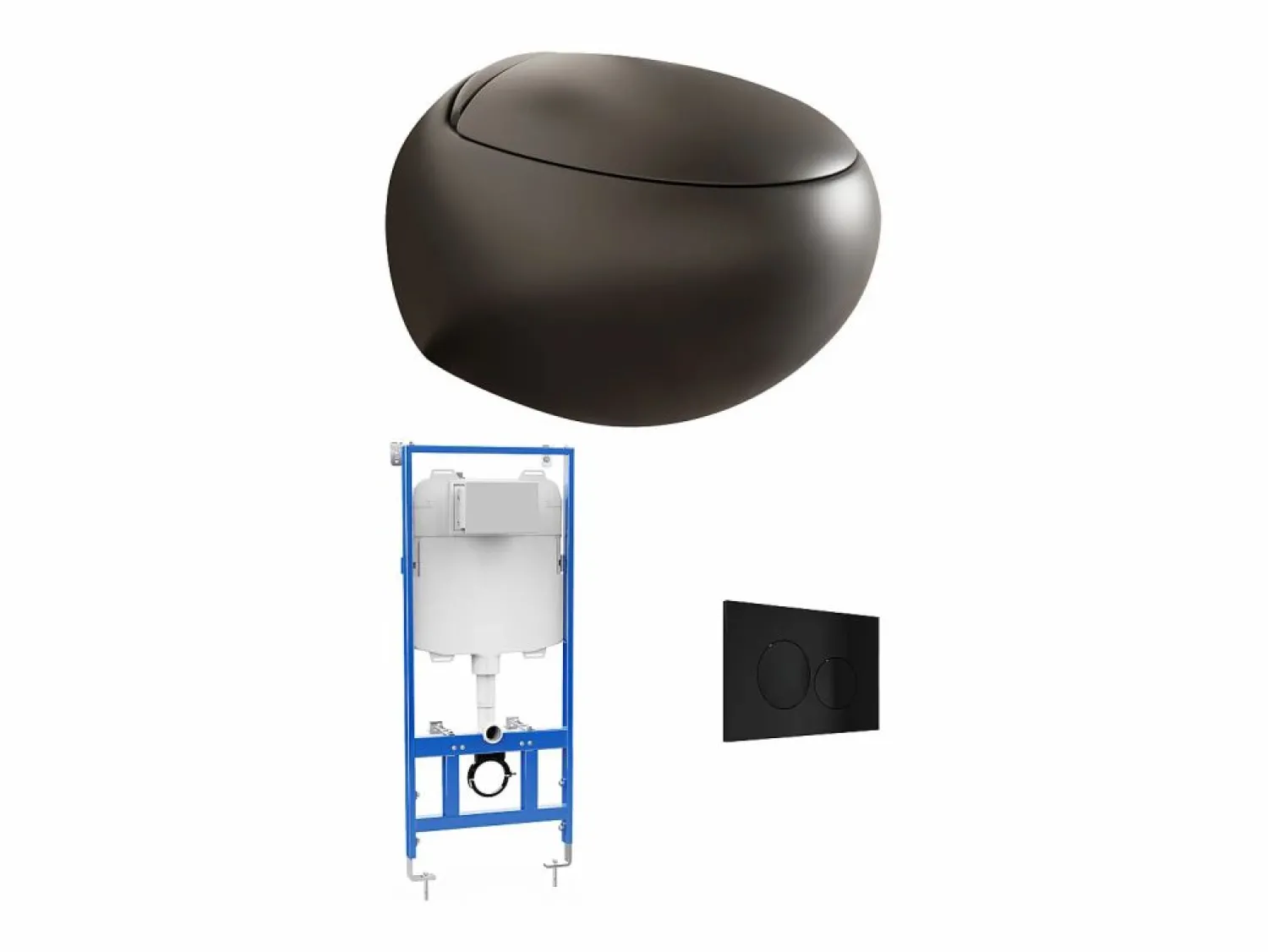 Outlet Pack WC flotante, cerámica mate con bastidor y placa de accionamiento HURO II Inodoro Suspendido