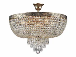 Palace Plafón Semi Empotrado Oro Antiguo & Cristal, 6 Luces, E27 Plafón