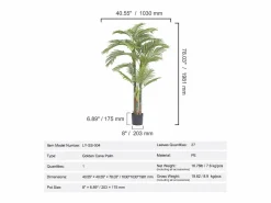 Palmera Artificial de Caña Dorada de 2 m de SucceBuy, Decoración Vegetal Realista de Imitación