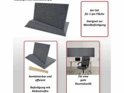 Outlet MCW Panel acústico de pared -L52 (juego de 6), Gris