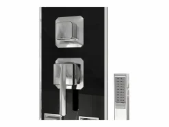 Hot Panel de ducha con rociador grifo cristal acero inoxidable 130 cm negro 02_0003433 Alcachofa De Ducha, Cabezal
