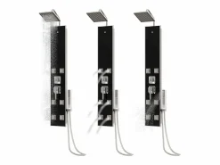 Hot Panel de ducha con rociador grifo cristal acero inoxidable 130 cm negro 02_0003433 Alcachofa De Ducha, Cabezal