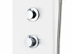 New Helloshop26 Panel de ducha con rociador y grifo aluminio 130 cm 02_0003430 Blanco