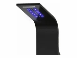 Helloshop26 Panel de ducha con rociador grifo cristal acero inoxidable 130 cm negro 02_0003431