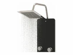 Helloshop26 Panel de ducha con rociador grifo cristal acero inoxidable 130 cm negro 02_0003437