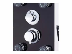 Helloshop26 Panel de ducha con rociador grifo cristal acero inoxidable 130 cm negro 02_0003435