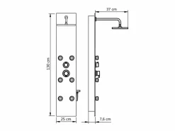 Helloshop26 Panel de ducha con rociador grifo cristal acero inoxidable 130 cm negro 02_0003435
