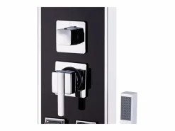 New Panel de ducha con rociador grifo cristal acero inoxidable 120 cm negro 02_0003432 Alcachofa De Ducha, Cabezal
