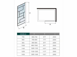 Online Panel de ducha serigrafiada,vidrio 8mm antical,barra 140cm,perfil negro,(88-90)x200cm Mampara De Ducha