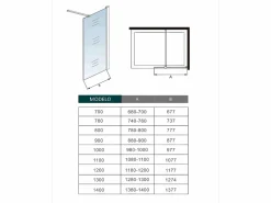 Hot Aica Panel de ducha vidrio 8mm con tratamiento antical,barra 90cm,perfil cromado (78-80)x190cm Transparente