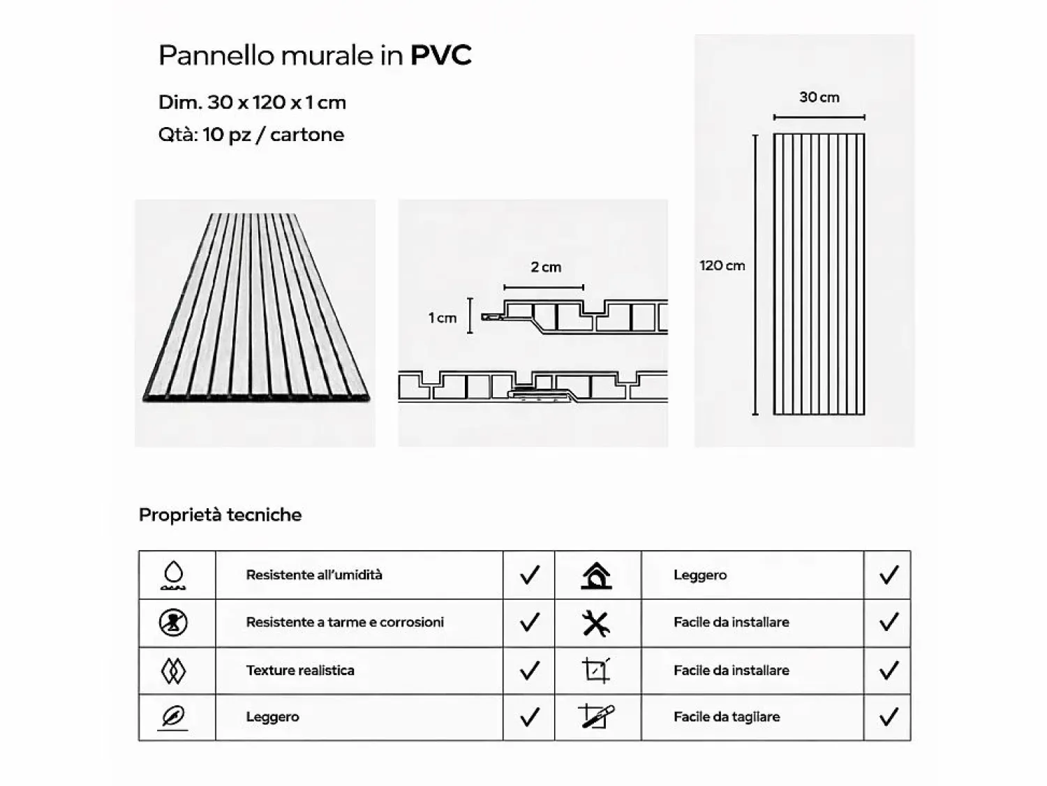 Panel decorativo de PVC efecto lama de madera, juego de 10 piezas, 120x30 cm, revestimiento de pared roble