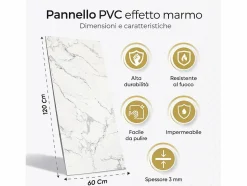 New Panel decorativo efecto mármol gres porcelánico set de 6 piezas 4,3 m2 revestimiento de pared PVC en UV 120x60 Mármol Panel De Pared