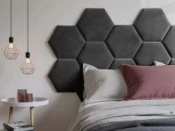 Sale Panel decorativo para cabecero de terciopelo gris HOPE L220 cm Cabecero Y Puente De Cama