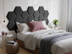 Sale Panel decorativo para cabecero de terciopelo gris HOPE L220 cm Cabecero Y Puente De Cama