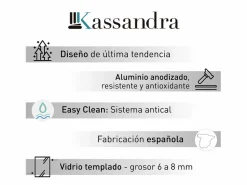 Online KASSANDRA Panel fijo de ducha + Puerta abatible GIRO Cristal serigrafiado Gris claro