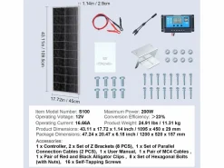 Clearance Panel Solar Monocristalino SucceBuy, 200 W, Kit de 2 Paneles y Controlador, para Acampada, Senderismo, Uso Fuera de la Red Energía Solar