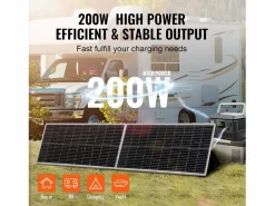 Clearance Panel Solar Monocristalino SucceBuy, 200 W, Kit de 2 Paneles y Controlador, para Acampada, Senderismo, Uso Fuera de la Red Energía Solar