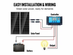 Clearance Panel Solar Monocristalino SucceBuy, 200 W, Kit de 2 Paneles y Controlador, para Acampada, Senderismo, Uso Fuera de la Red Energía Solar