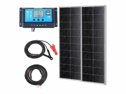 Clearance Panel Solar Monocristalino SucceBuy, 200 W, Kit de 2 Paneles y Controlador, para Acampada, Senderismo, Uso Fuera de la Red Energía Solar