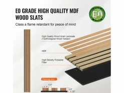 Paneles Acústicos de Listones SucceBuy de Madera, 20 x 240 cm, Decoración Mural, con un Alto Índice NRC de 0,85 y Certificación Acústica SGS, en Roble Negro Marru00f3n