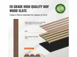 Paneles Acústicos de Listones de Madera SucceBuy, 20 x 240 cm, para Decoración de Paredes, con un Alto Índice NRC de 0,85 y Certificación Acústica SGS, Nogal