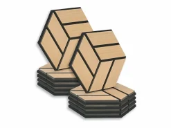 Discount Paneles acústicos 30x26 cm Roble Hexágono Panal Juego de 10 piezas 3D Negro / Marru00f3n