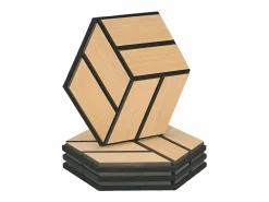 New Paneles Acústicos 30x26 cm Roble Hexágono Panal Juego de 4 Piezas 3D Negro / Marru00f3n