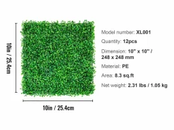 Discount Paneles de Boj Artificial SucceBuy (12 unidades, 25,4 cm x 25,4 cm), Seto de Césped para Vallas. Verde