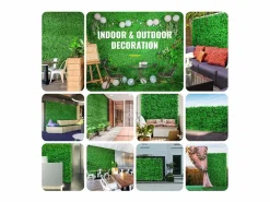 Paneles de Buxus Artificiales SucceBuy 24 Piezas | Muro de Seto UV 25.4 x 25.4 cm | Decoración de Valla