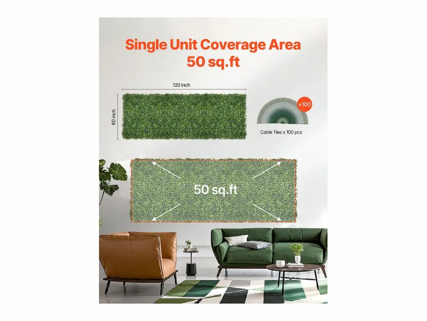 Online Paneles de Césped Artificial, SucceBuy Panel de Pared de Césped Artificial de 300 × 150 cm, Milán, para Privacidad y Decoración Verde