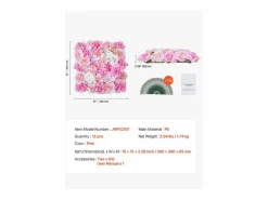 Paneles de Flores Artificiales, SucceBuy Panel de Pared Floral 3D, 12 Piezas de 38 × 38 cm, Tapete Floral Artificial para Bodas, Privacidad