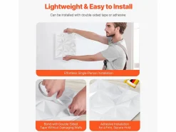 Paneles de Pared 3D SucceBuy, Pack de 33, 30 x 30 cm, PVC, Cobertura de 3 m², Diamante